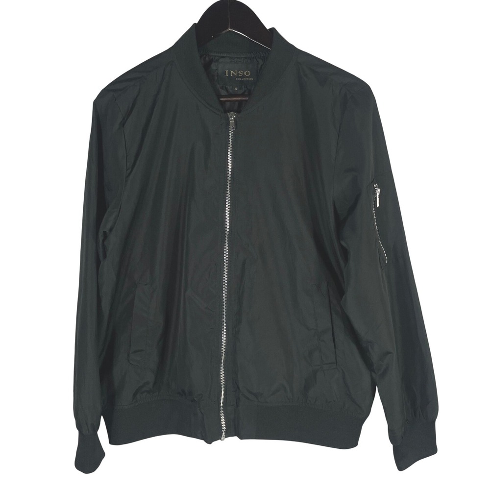 INSO Collection Men's XL Black‎ Bomber Jacket Nylon Blend Streetwear Unisex